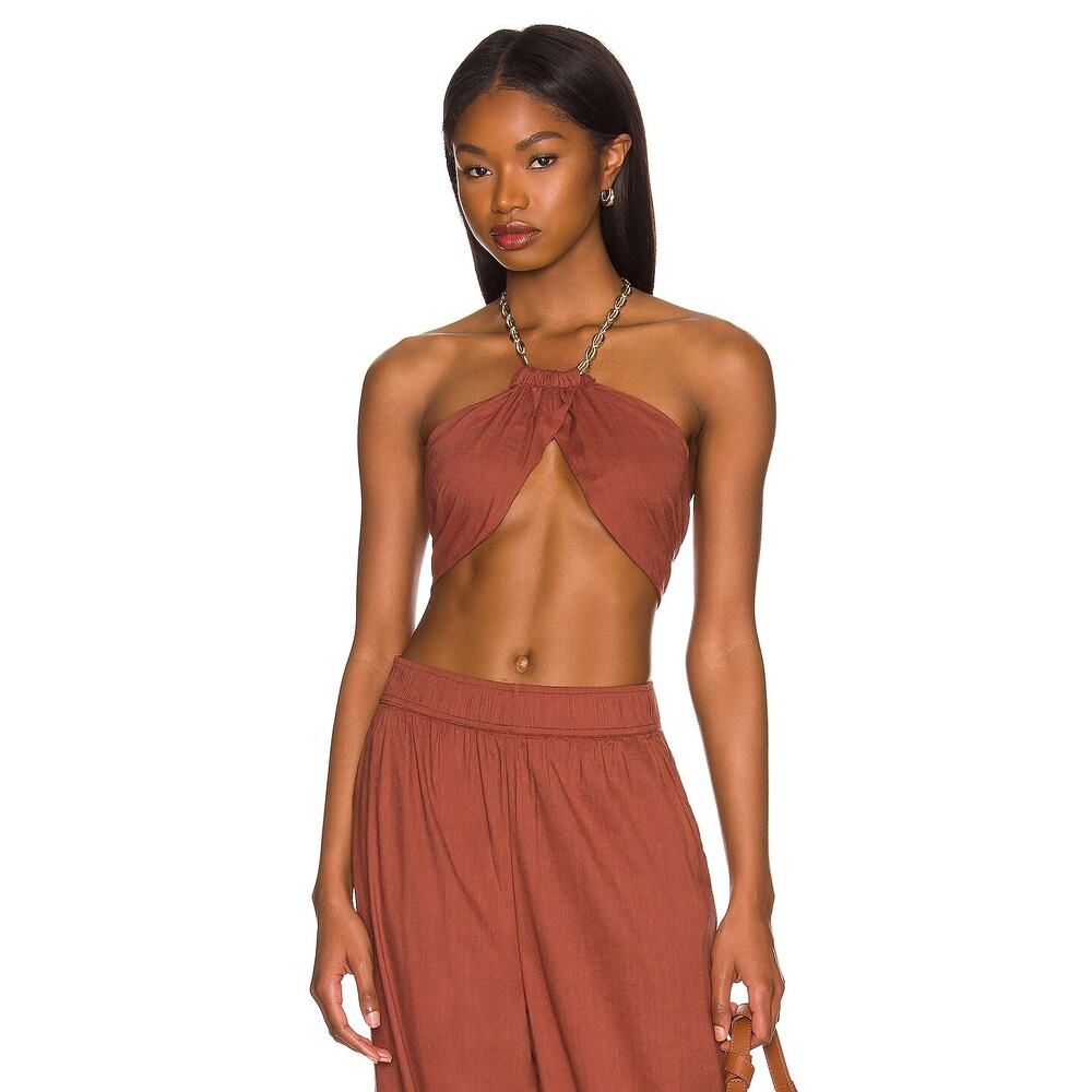 NWT WeWoreWhat Bandana Wrap Halter Top Cappuccino Size Medium